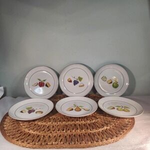Crate & Barrel Fruit & Cheese Appetizer Plates – Set of 6 Ceramic Plates
